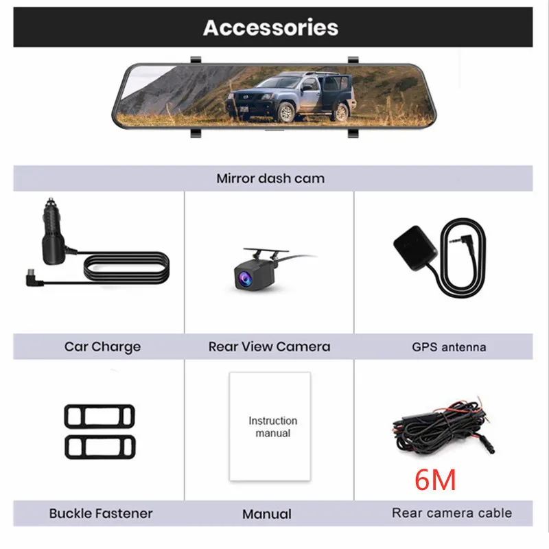 12 Inch touch screen Sony IMX415 dual lens Car Black Box car dash camera front and back 4K with WIFI GPS Rear View Mirror