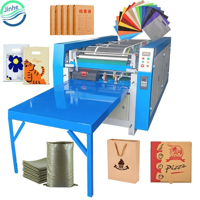Pizza box non woven plastic bag logo printer 2 4 color flexo corrugated cardboard paper bags printing machine