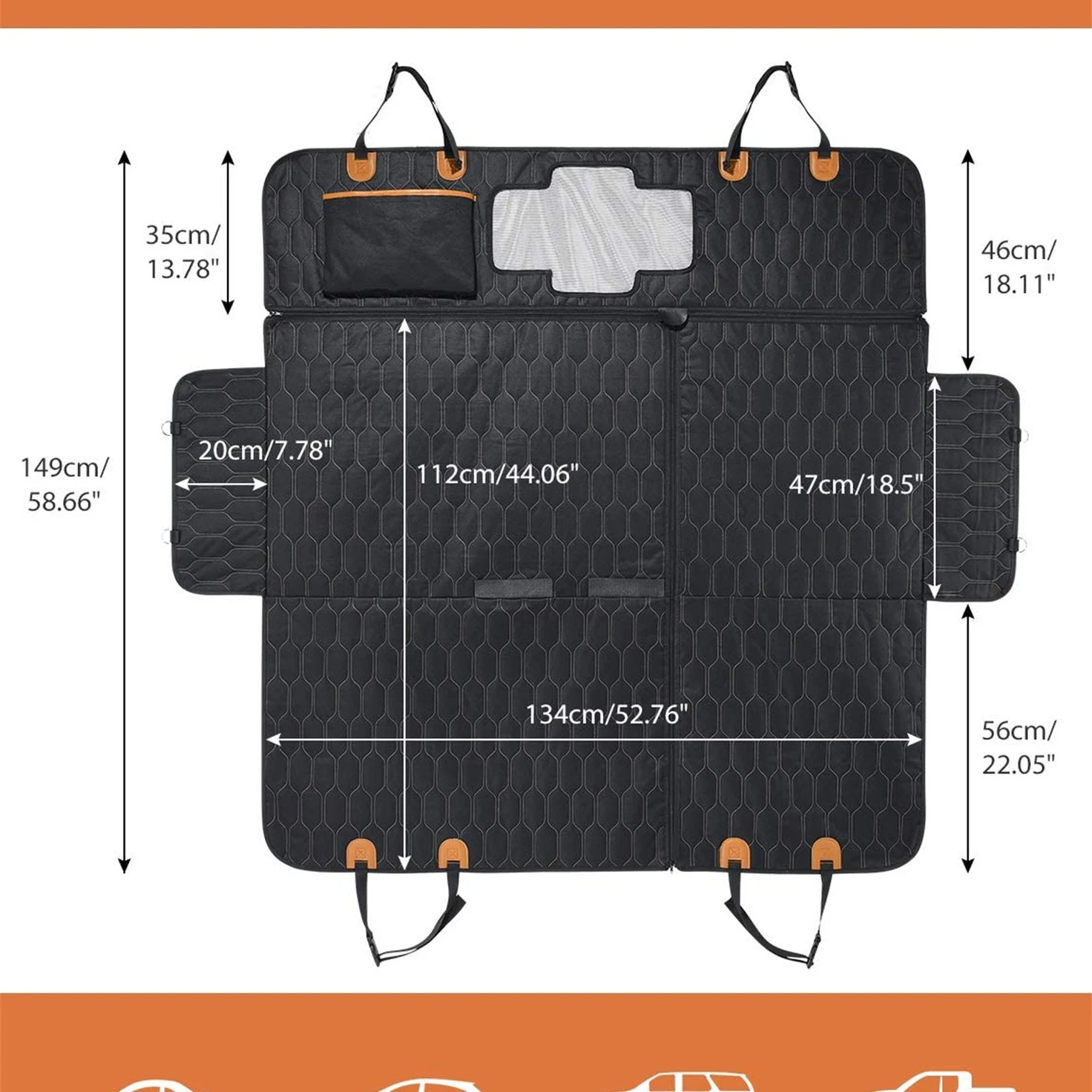 Dog Car Seat Cover Waterproof Pet Dog Travel Mat Mesh Dog Carrier Car Hammock Cushion Protector With Zipper and Pocket