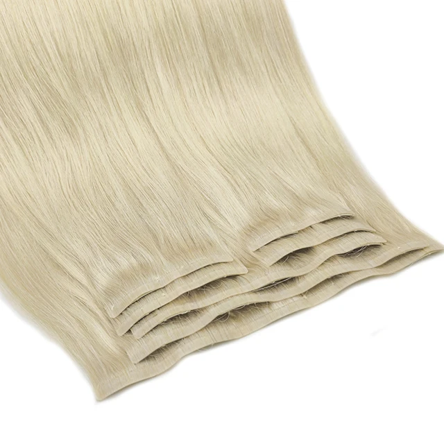 
2021 Qingdao Wave Top Quality 100% Brazilian Virgin Cuticle Remy Human Hair Extension Seamless Double PU Clip in Hair Extension 