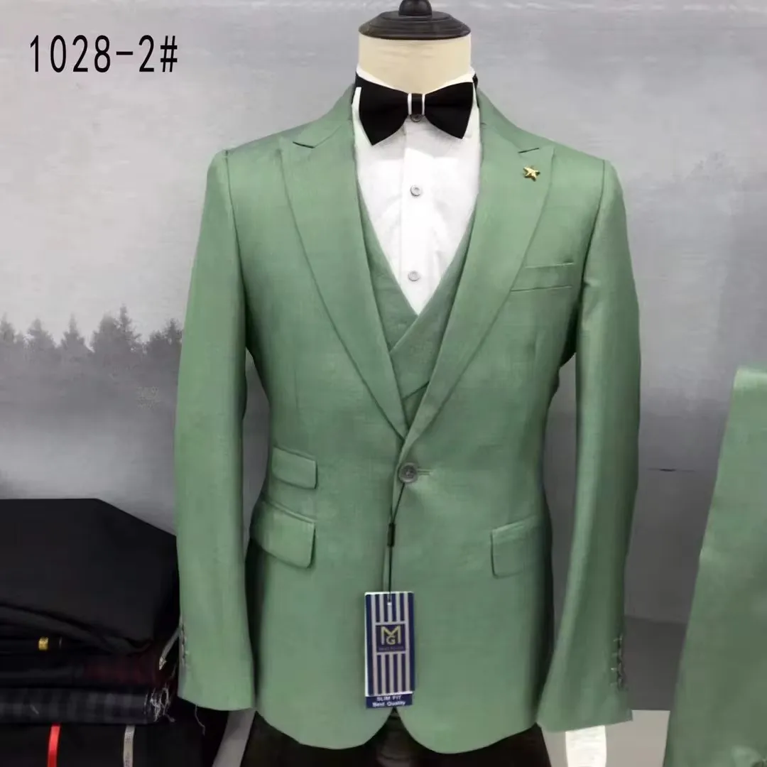Slim Fit Groom Wedding Business Solid Suit Formal Gentleman 3 Pieces Blazer Designs For Set Men Suits