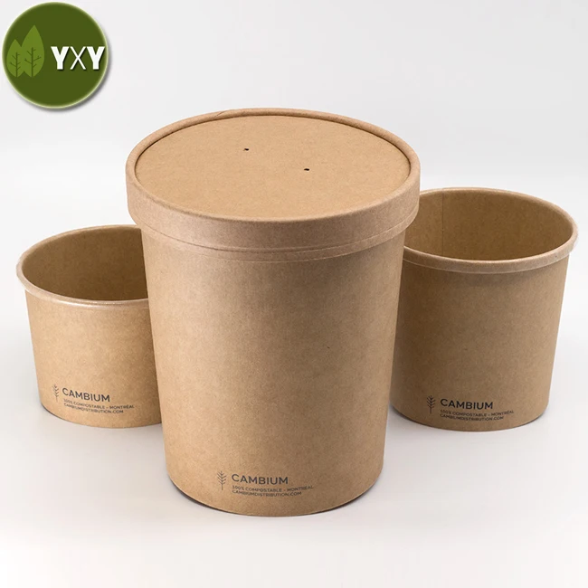100% Food Grade Togo Containers Biodegradable With Paper Lids