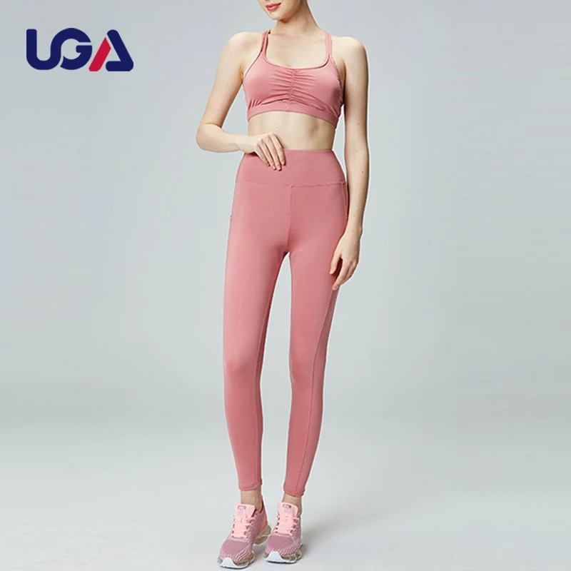 Ropa Deportiva De Mujer Fitness Items Winkled Front Yoga Bra Knitted Elastic Leggings Free Stretching Gym Climbing Clothes