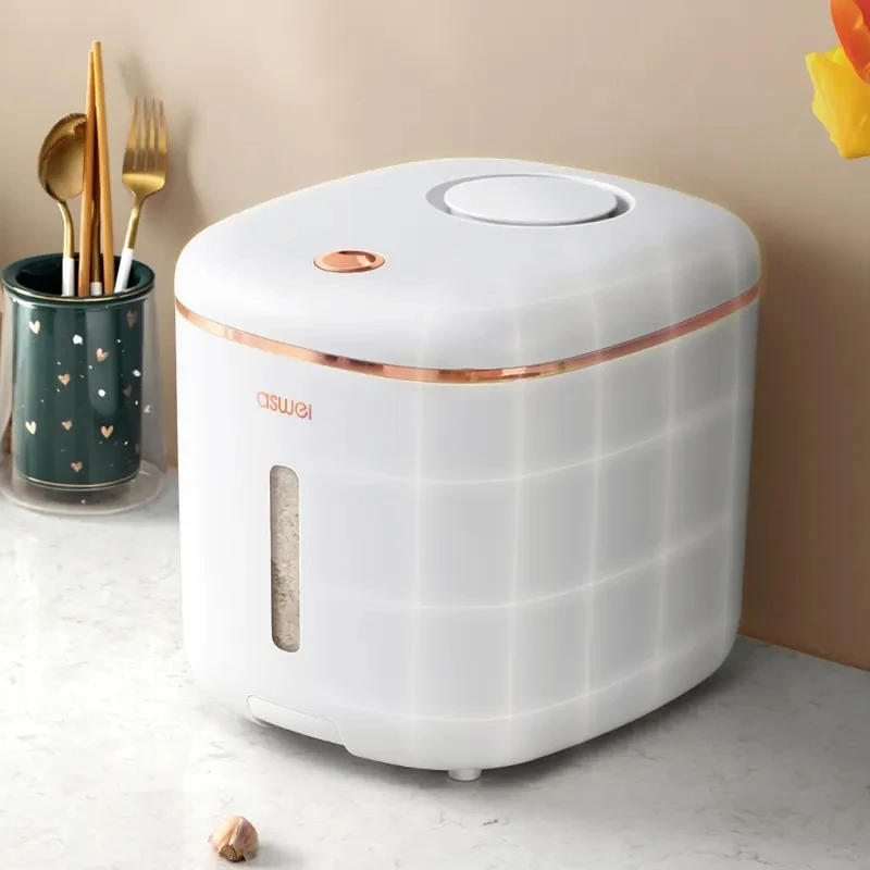 Rice Storage Container with Wheel Moistureproof Airtight Rice Dispenser Plastic Storage Container for Bulk Cereal Pet Food