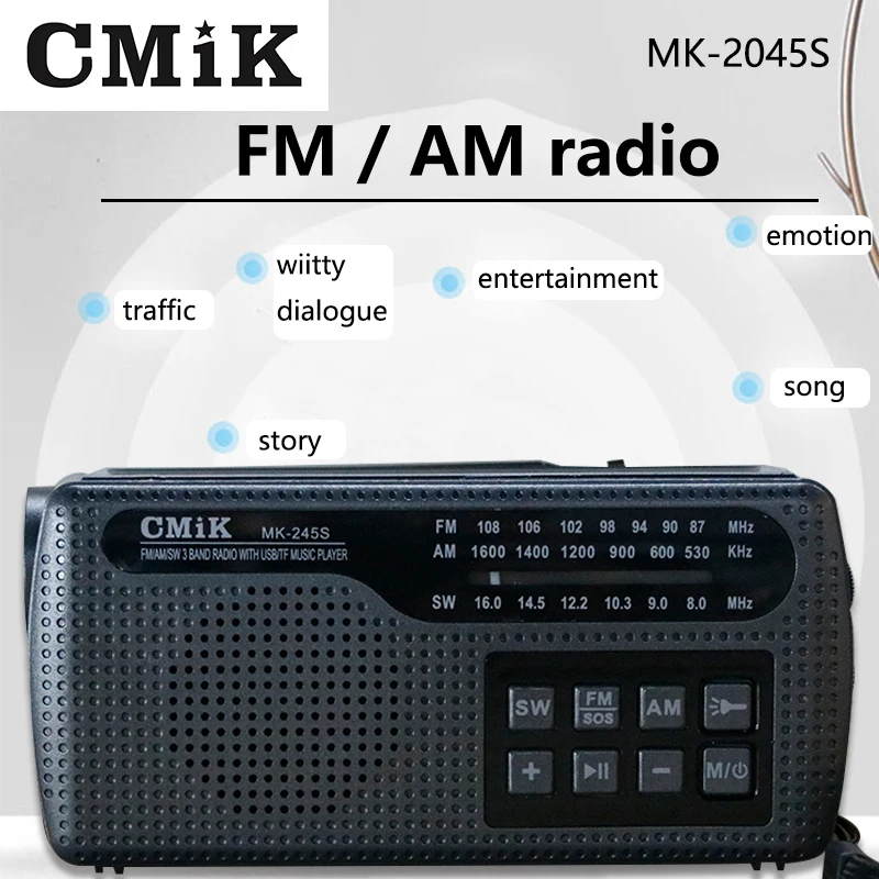 Solar panels emergency hand-cranked electricity radio solar-powered mobile phone rechargeable outdoor portable radio FM AM radio