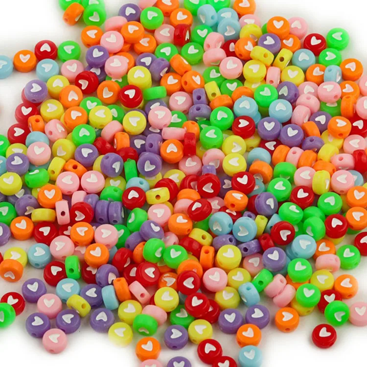100pcs/pack Acrylic color bottom white peach heart love oblate bead, used for diy handmade beading material, jewelry making