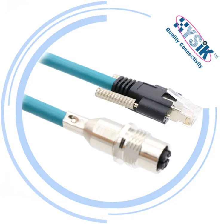 High Flex Panel Mount Connector M12 8 pin Male X Coded to RJ45 Straight Cable Type For Industrial EtherNet