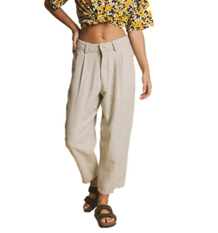 Sustainable Loose Casual Womens Pants hemp Pants Straight Tube Nine Minutes Cigarette Tube Radish Harem Pants