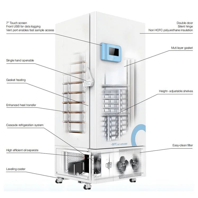 
Health centers laboratory medicine vaccine low temperature vertical freezer lab refrigerator 