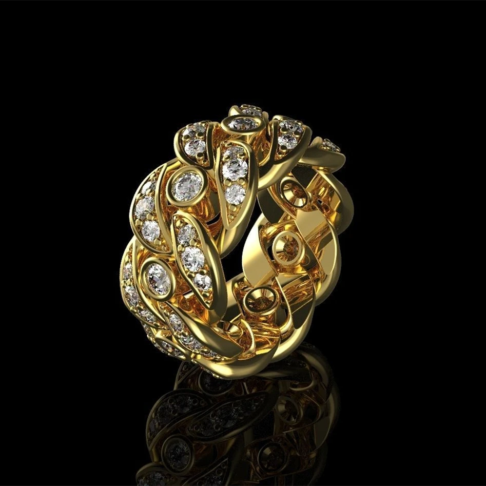 Hot Popular New Design row iced out Zircon Bling diamond men and women hip hop jewelry rings