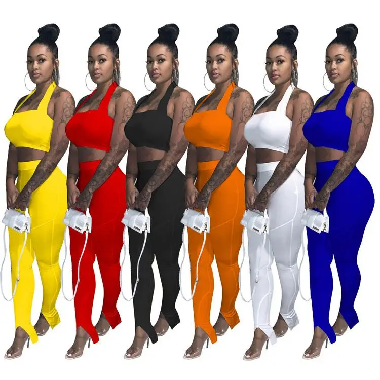 
New Arrivals High Quality Women Fashion Clothing 2021 Spring Solid Color Two Piece Set Crop Top 2 Piece Set New Arrivals High Quality Women Fashion Clothing 2021 Spring Solid Color Two Piece Set Crop Top 2 Piece Set 