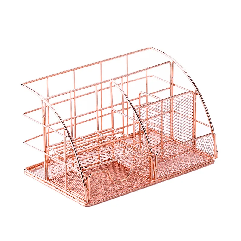 Mesh 3-Tier Letter Tray Desk Organizer with 5 Vertical File Holders Paper Desktop File Folder Stationery Organizer for Storage