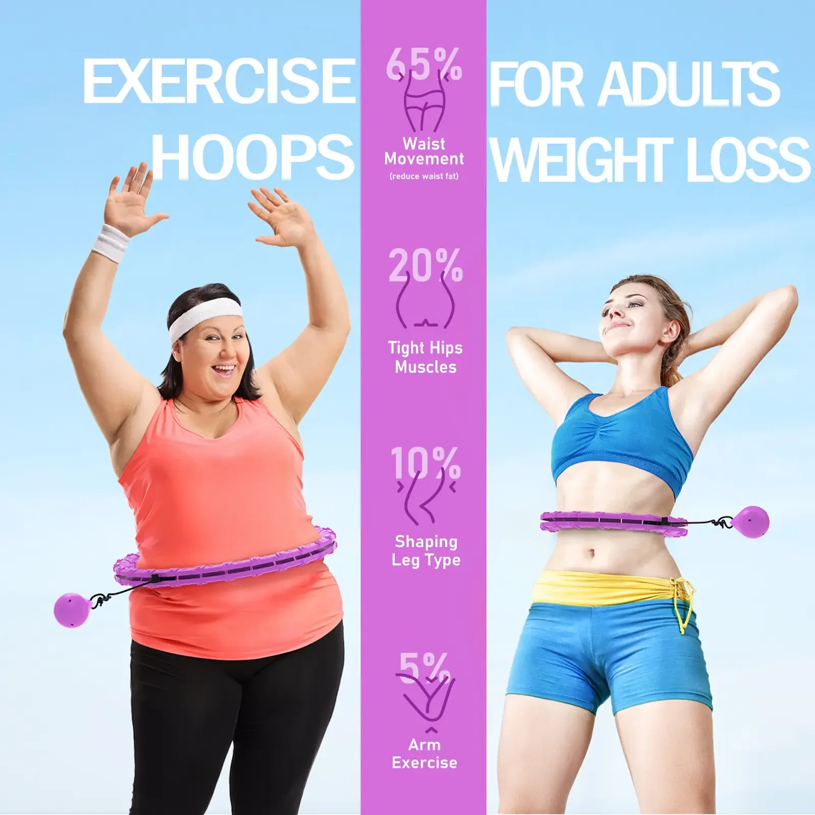 2 in 1 Adjustable and Detachable Hoola Fitness Hoop Weighted Circle Hoop for Adults Weight Loss Infinity Fitness Hoop