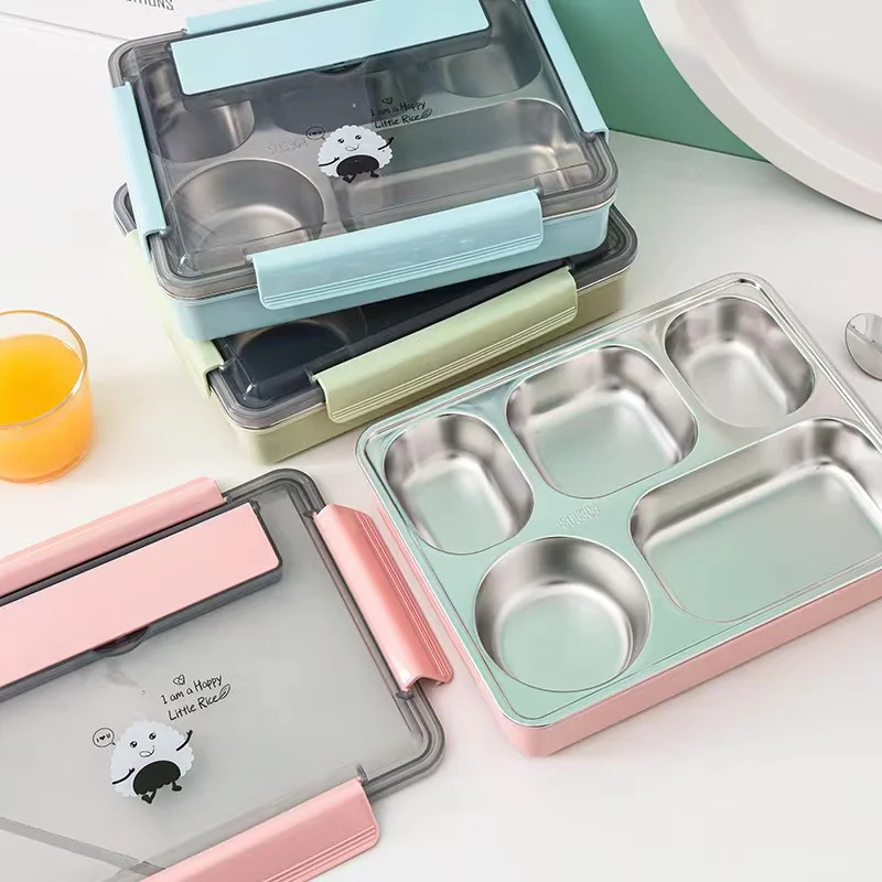 stainless steel lunch box 5 compartment bento lunch box with bowl for kids