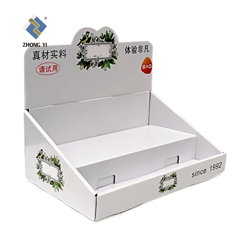 3 Tier Countertop Display Customized With Owner Design Cardboard Counter Top Paper Display For Skin Care Makeup Cosmetic