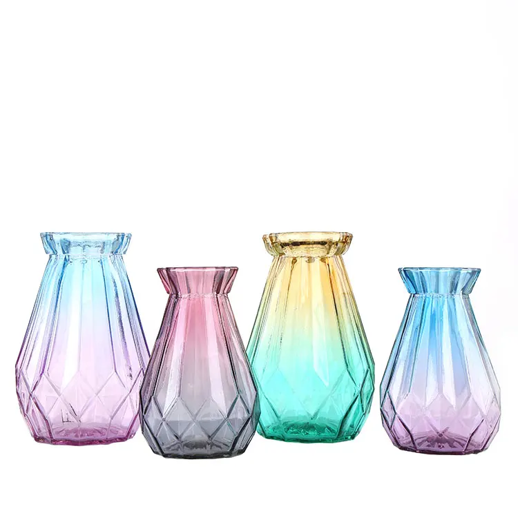 Factory 15cm 25cm 30cm  colorful hot sale glass flower vase glass bottle