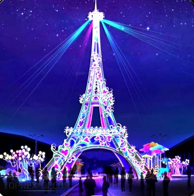 Customization Large metal frame 3D LED tower Waterproof christmas lights motif outdoor for festival decorative lighting