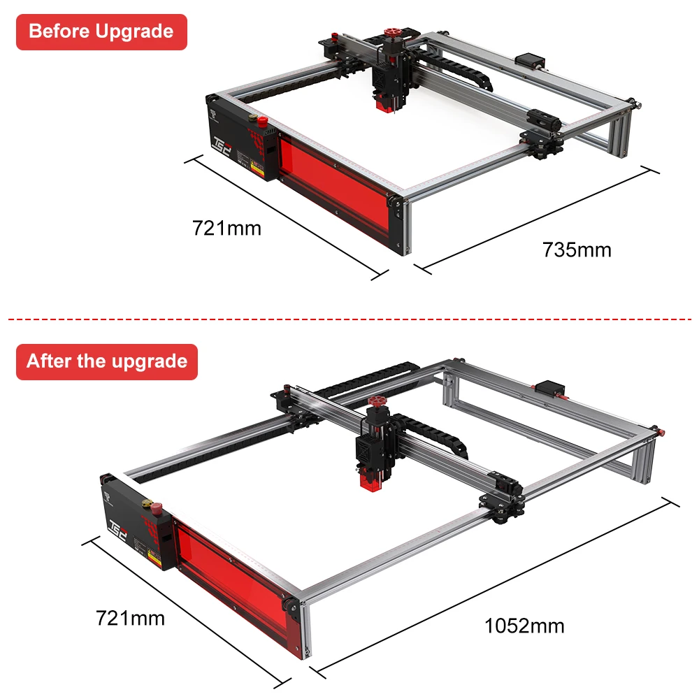 TWOTREES TS2 780x450mm Y-axis Extension Shaft Kits For Laser Engraver Enlargement Area Length Rod