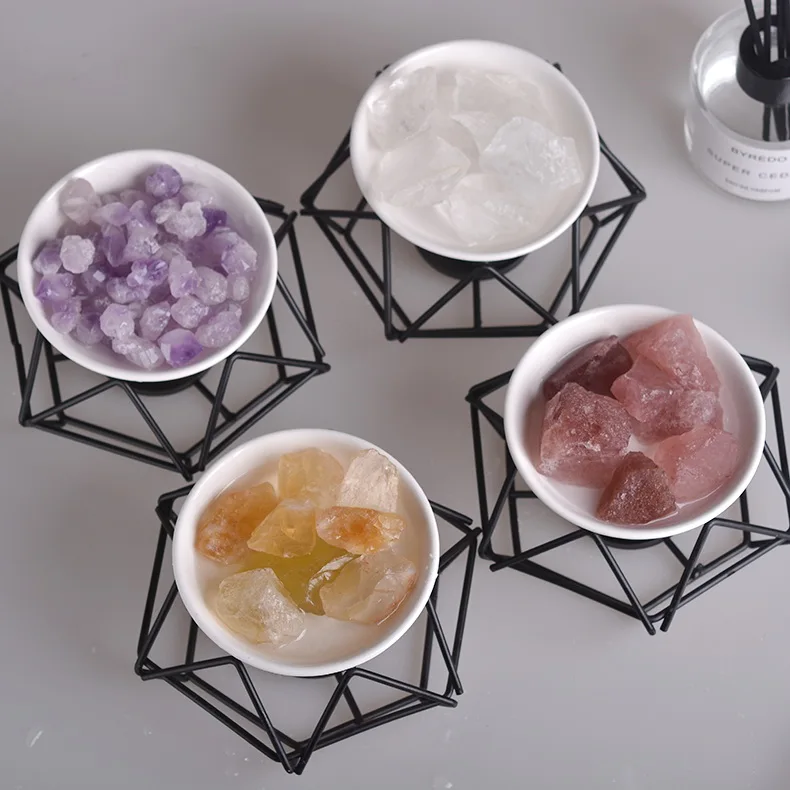High quality Luxury crystal Aerobic Scented Aromatherapy Candle Infused irregular Stone Essential Oil Aroma Diffuser Gift Set