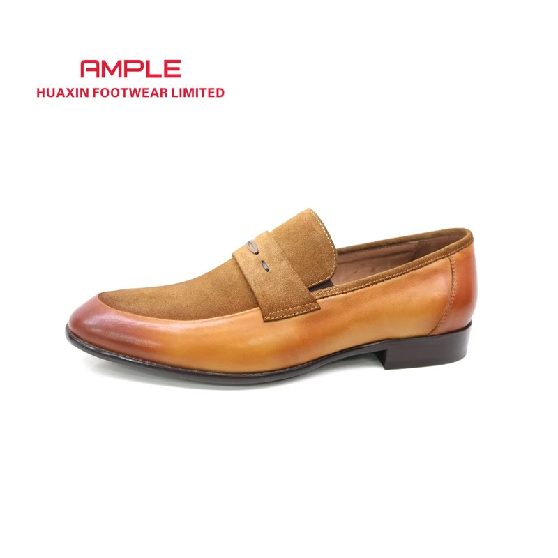 Leather dress fashion comfortable office pointed men formal shoes brown leather