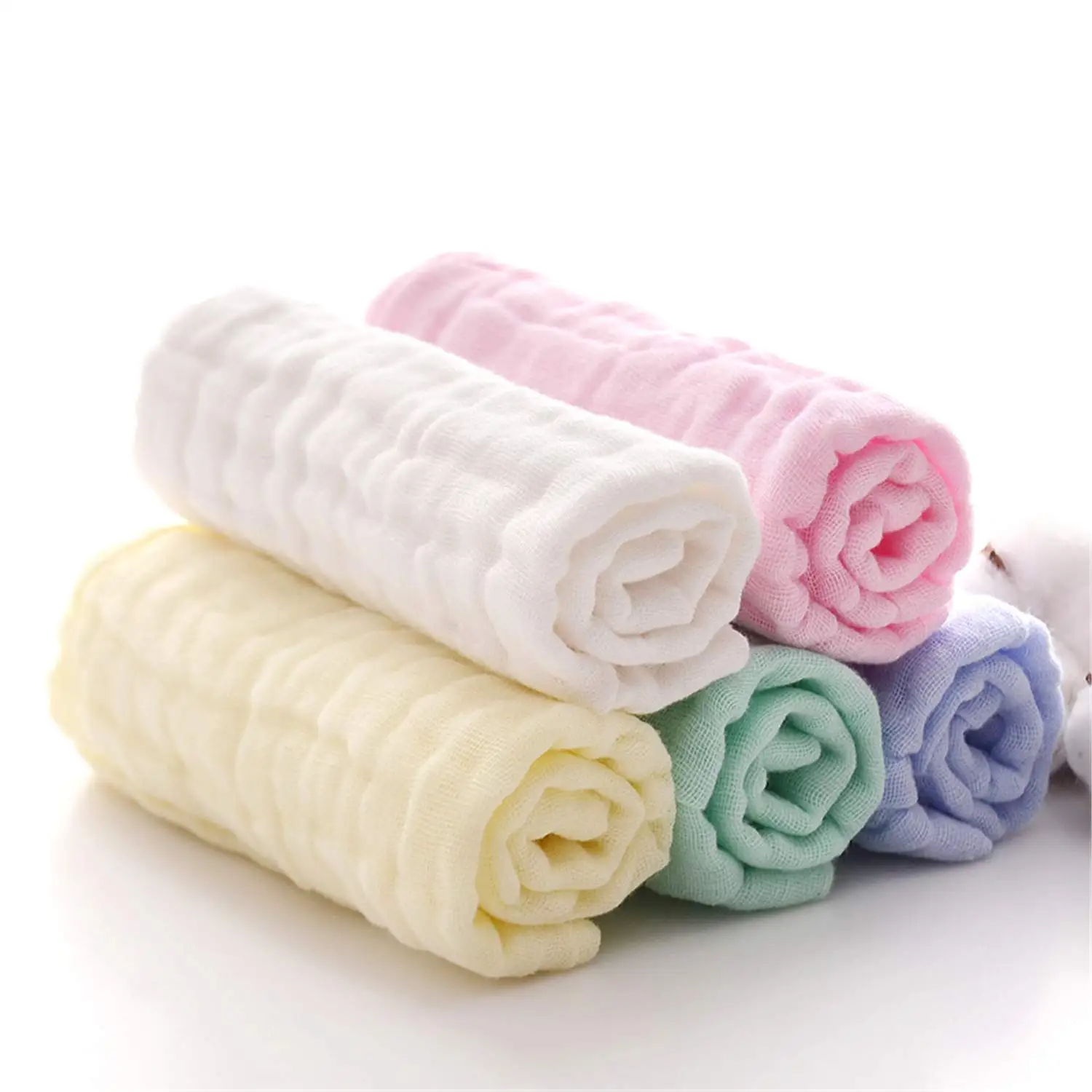 Natural Muslin Cotton Baby washcloths Baby Muslin Washcloths Soft Newborn Baby Face Towel