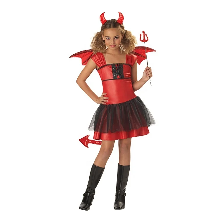 New design customized devil cosplay costume party costume devil dress for children scarlet witch costume kids