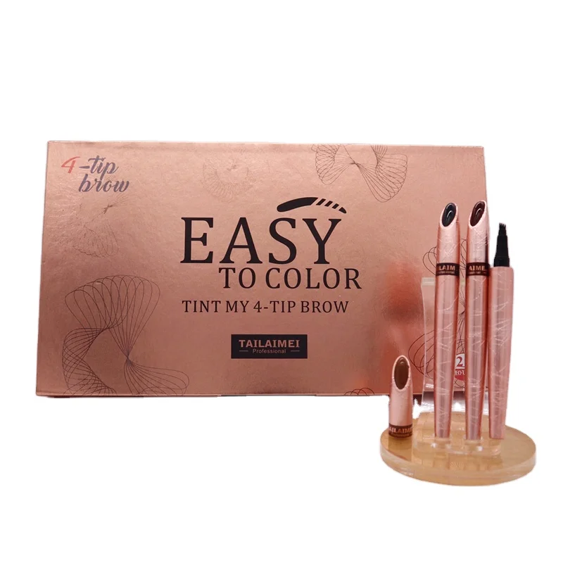 E080 Waterproof Natural Fork Tip Eyebrow Pencil Long Lasting Four Heads Eyebrow Tattoo Pen Fine Sketch Liquid Eyebrow Enhancers