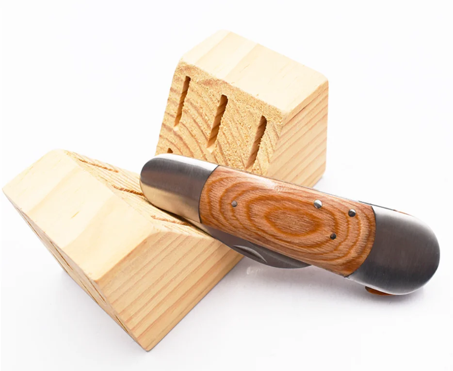 Hot sell New design pakka wood handle stainless steel cutting knife mushroom knife with brush