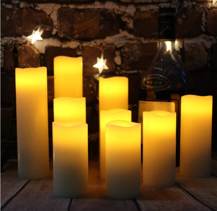 Led Flameless Candle  Set Of 9 Real Wax Pillar Decorative Led  Candles With Remote Control And Timer
