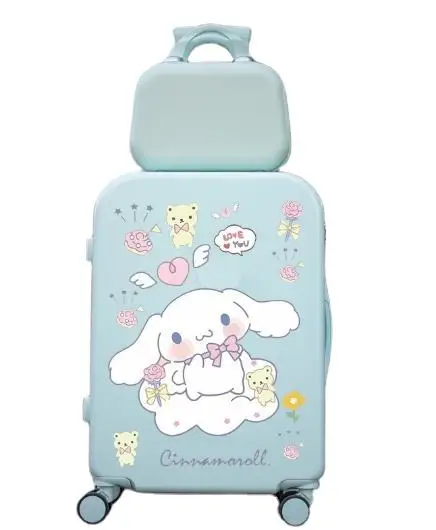 Sanrioed Suitcase Anime Cinnamoroll Pochacco Kuromi Kawaii Universal Wheel Portable Beautiful Cabin Luggage Trolly Bag
