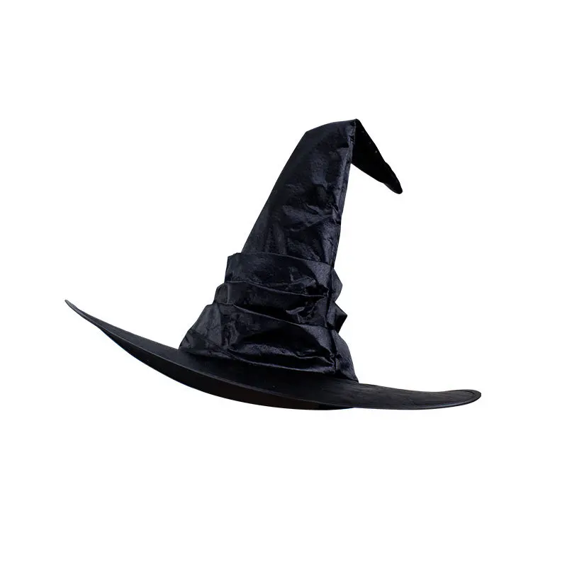 Halloween black pleated witch hat color ding bu party ghost day decoration hat witch curved horn hat