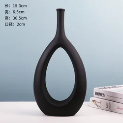 New Factory Custom Circle modern unique hollow ceramic doughnut donut flower vase for dining table with hole