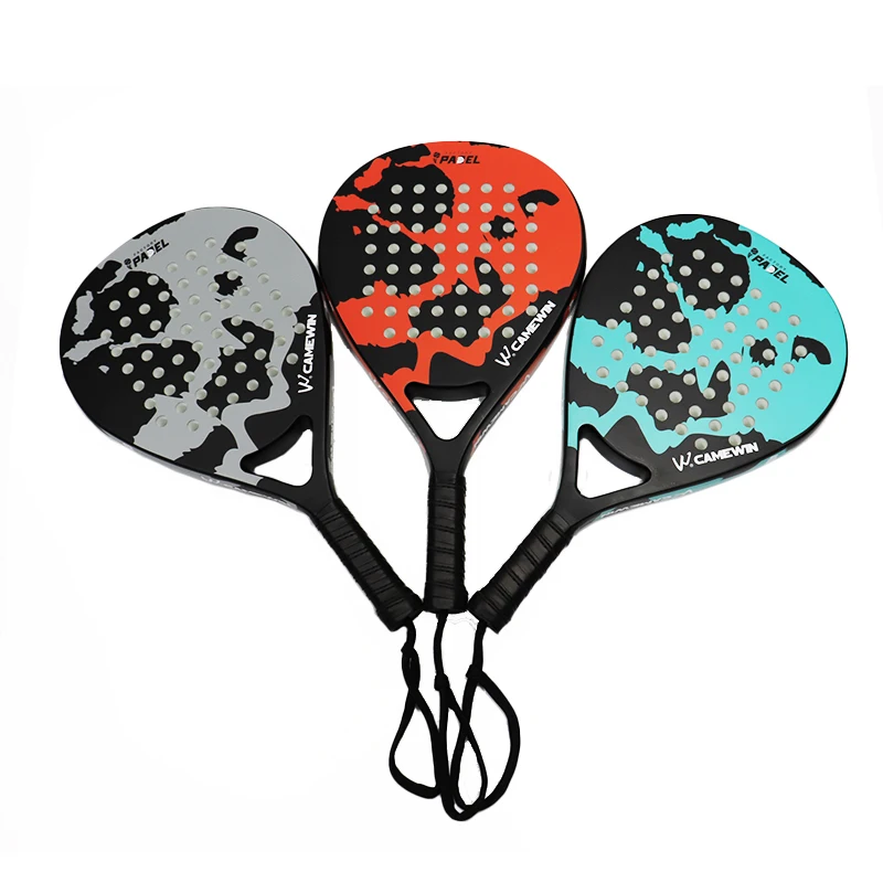 diamond/teardrop/round shape custom logo light weight high quality pro fiberglass carbon 3k 12k 18k padel racket