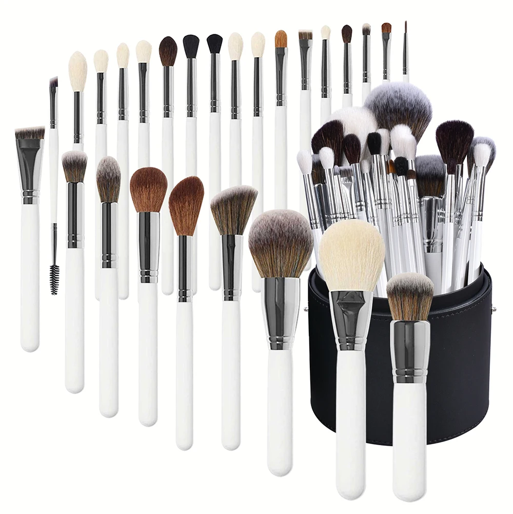 Custom Logo 16 26 pcs Professional White Korean Private Label Cosmetics Women Make Up Brush Sets Vegan Brushes With Box