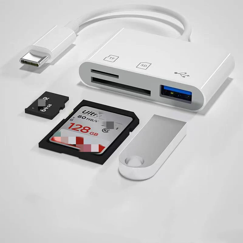 Wholesale USB-C 3 in 1 Type C Male to USB 2.0/SD/TF Card Reader Adapter for macbook docking station