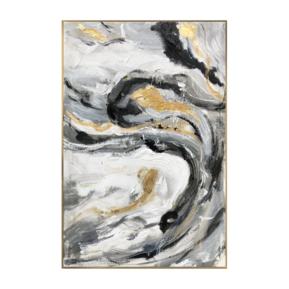 100% ручная работа, высокое качество, абстрактная картина на стену, золотые листья, масляная живопись