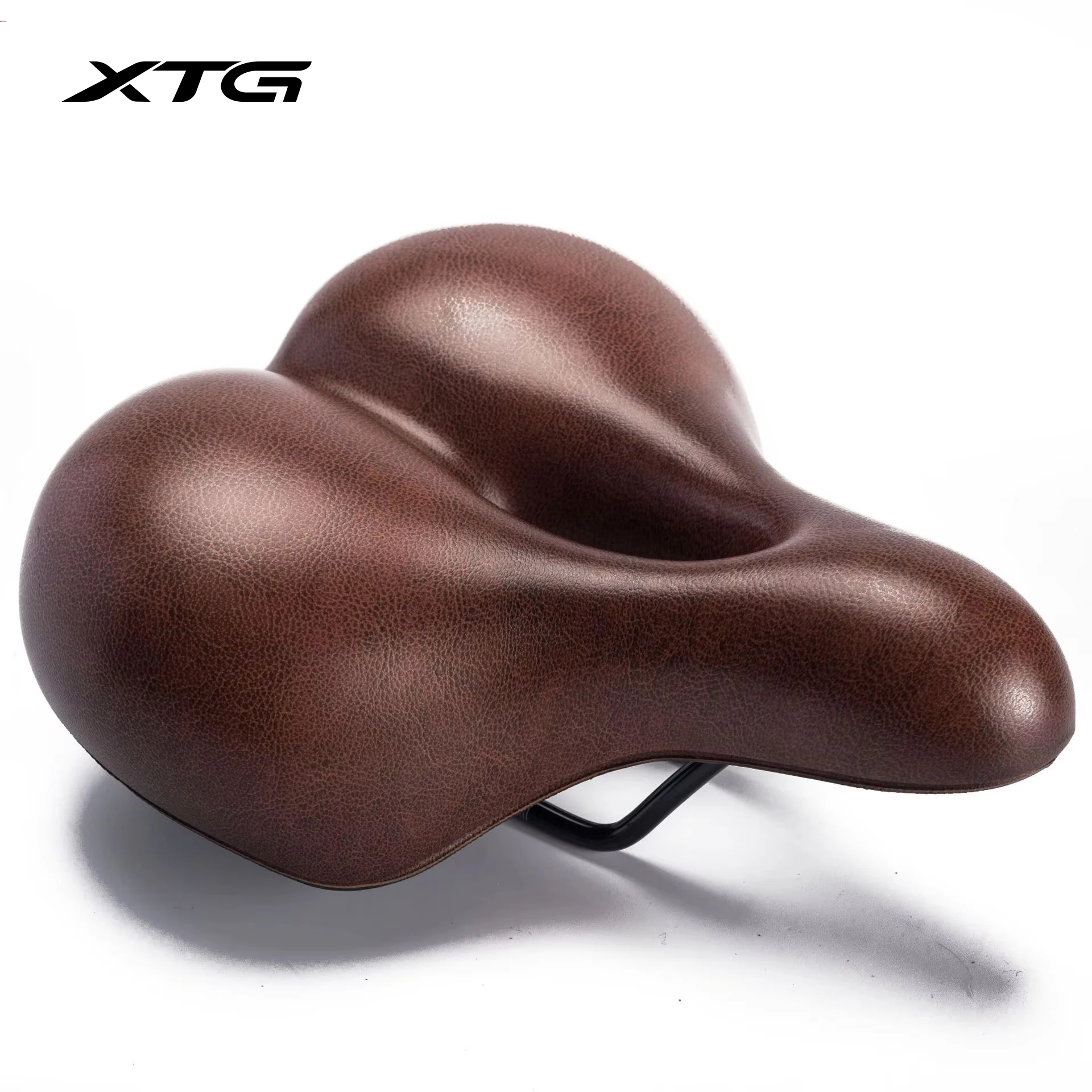Xunting Retro brown bike seat comfortable mountain bike saddle Hollow riding road bike seat cushion