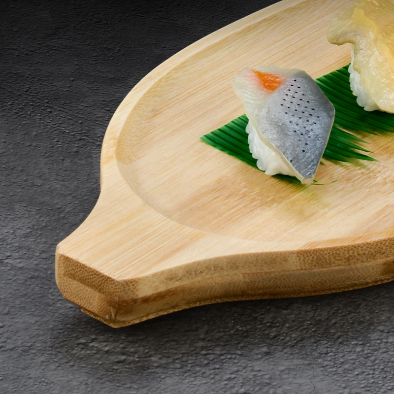 Bamboo sushi board wooden tray leaf shaped container Japanese cuisine tableware sashimi dessert plate