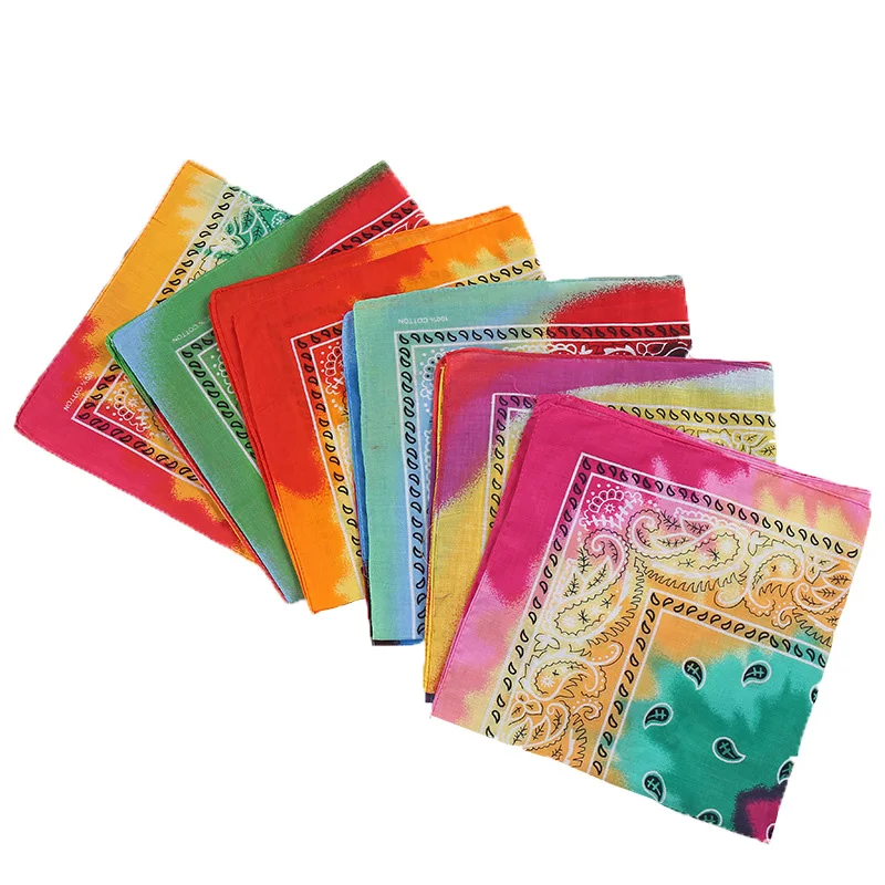 Cotton Square bandanna custom logo Hip Hop Personality Turban Scarf  55*55 cm square bandanna