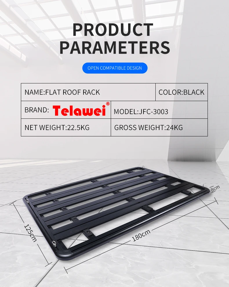 JFC-3003 4x4 popular aluminum alum alloy slim body armor style platform truck land criser 100 200 prado defender flat roof rack