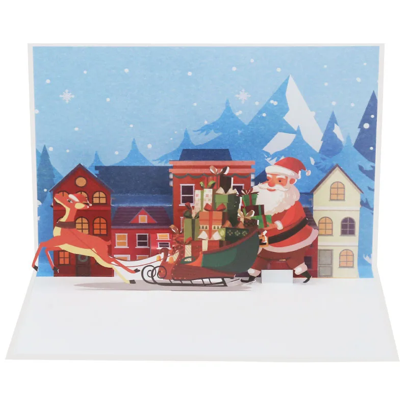 New arrival merry christmas pop up cards happy holidays christmas 3d greeting cards creative color