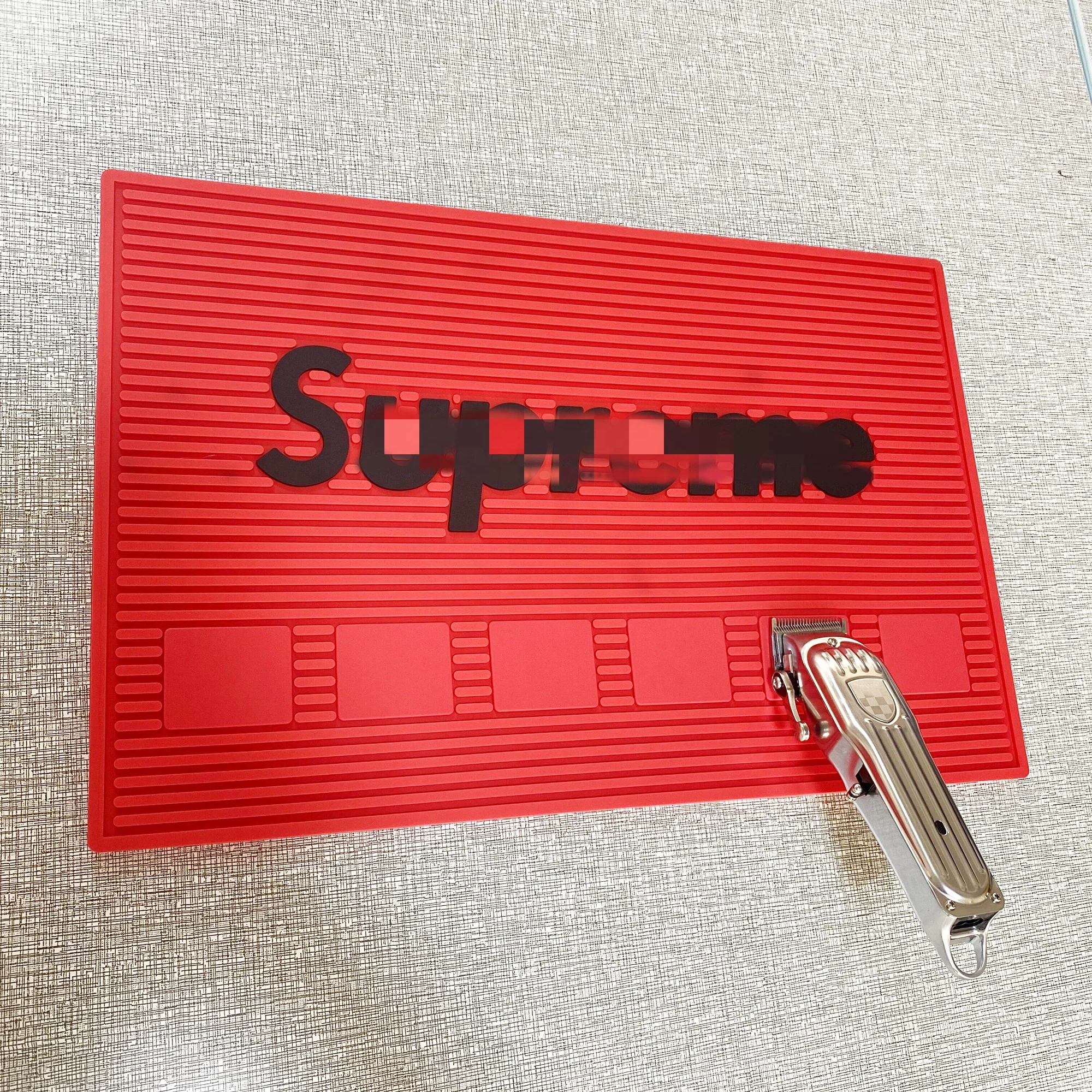 custom brand logo soft pvc rubber PVC barber mat  with magnet eco-friendly  magnetic  barber mat for barber shop