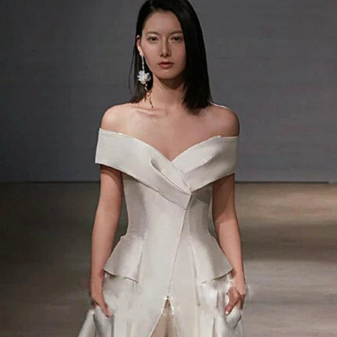 
F40323A 2021 hot sale fashion V-neck long style prom wedding woman dress 