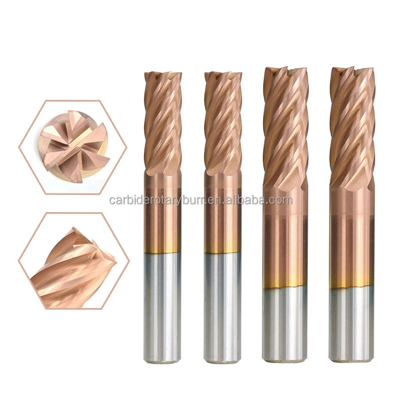 100% New Raw Material Tungsten Carbide Milling Cutter 6 Flutes Cnc Router Bit Ticn Coating Hrc 55 End Mill 6/8/10/12mm End Mills