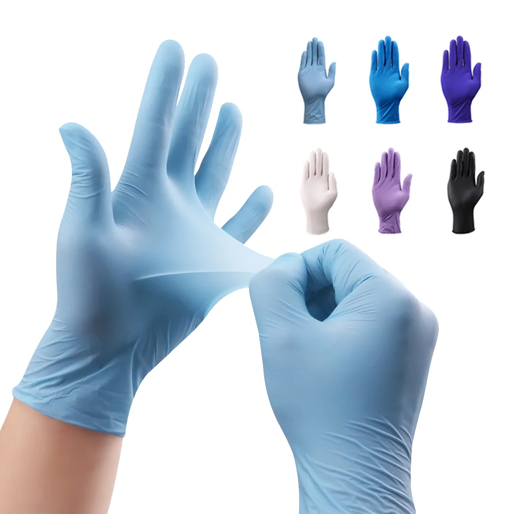 Blue Industrial Nitrile Gloves Powder Free 6 Mill Vinyl Blend Nitrile Disposable Glove Box
