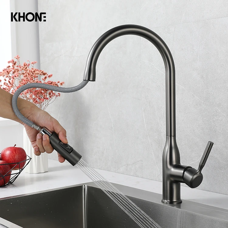 faucets factory gray pull out kitchen taps hotel deck mount 360 rotation pull down sprayer kitchen mixer taps
