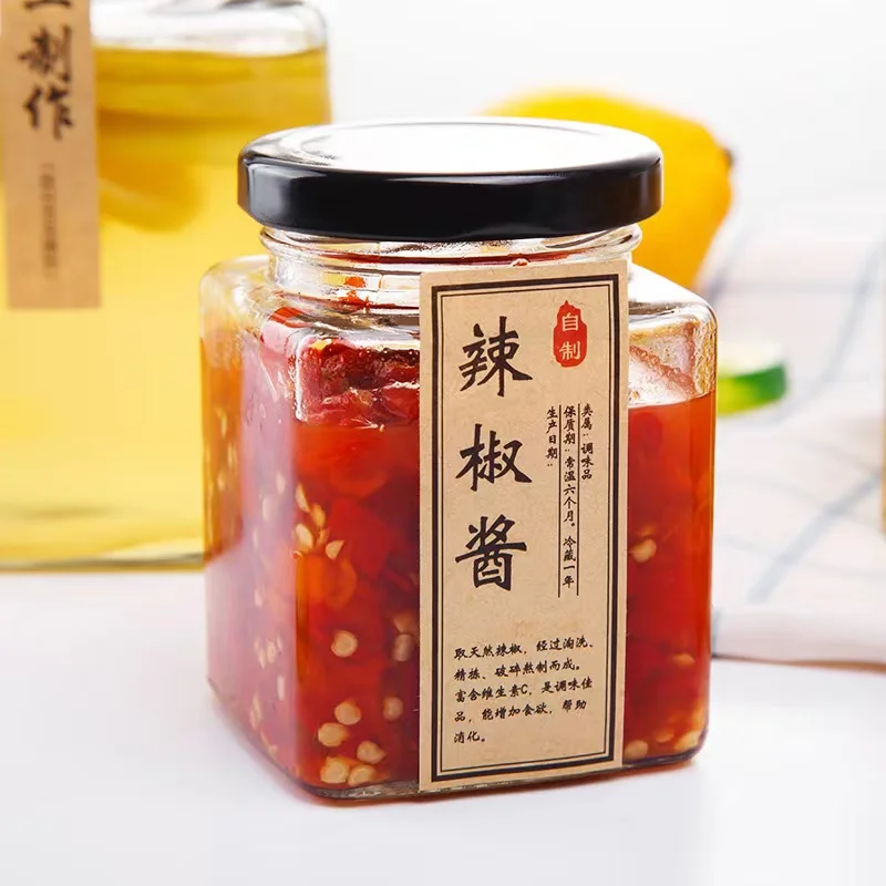 Custom Size 50ml-730ml Honey Glass Bottle Jam Jar Canning Pickles Glass Jar