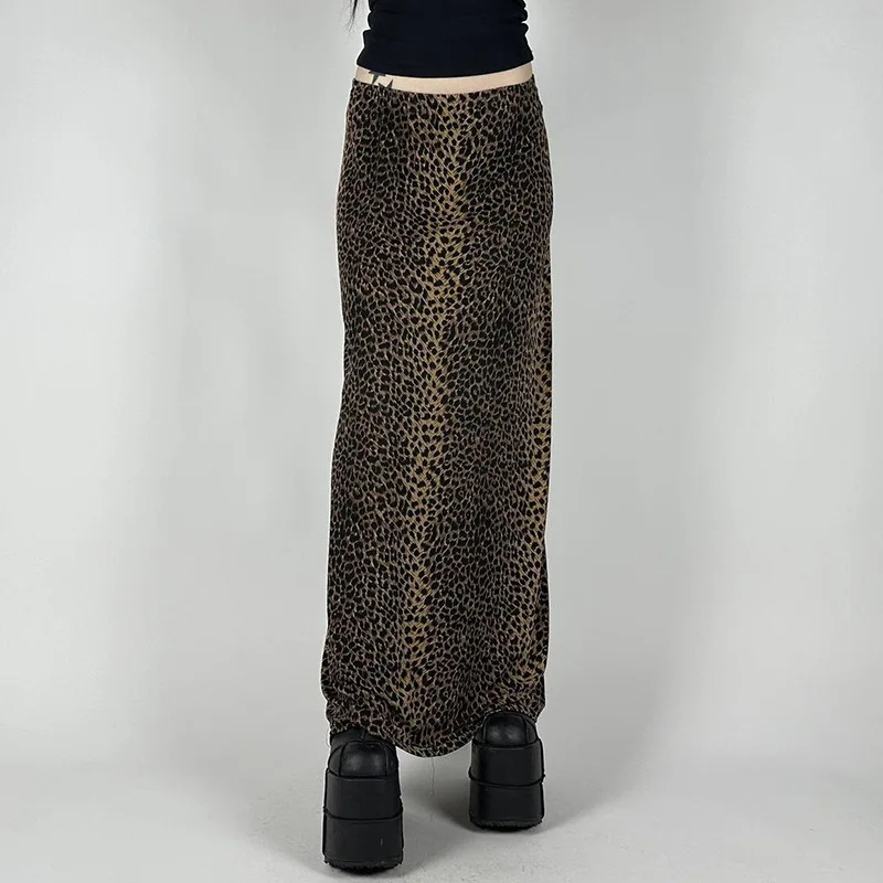 American style personalized print draping low waist skirt women loose Street all-match midi dress