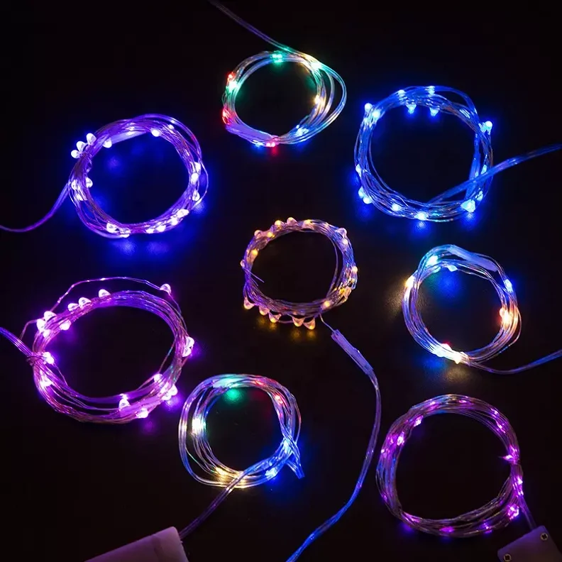 1m 10leds 1m 20leds 2m 20leds over 10 colors waterproof Button battery box type copper wire lamp tree outdoor christmas lights