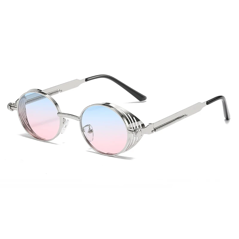 S2516 Unique Women Luxury 2024 Pc Lenses Sunglass Steam Punk Sunglasses Oval Metal Sunglasses Free Shipping